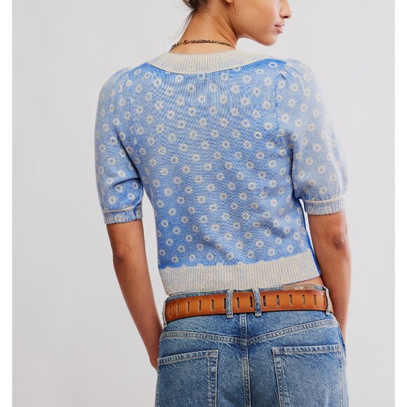 🆕 FREE PEOPLE Isla Patterned Cardi / Cobalt Combo - Picture 3 of 5